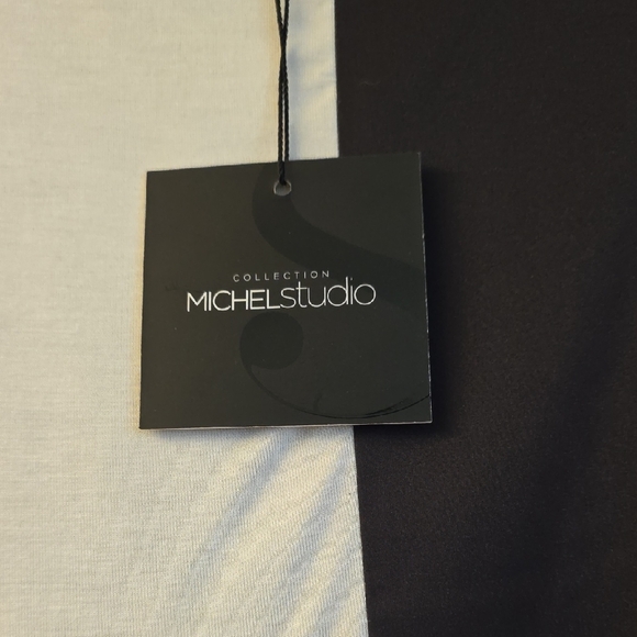 Michel Studio Black, White, and Blue Short Sleeve Top - Picture 3 of 5